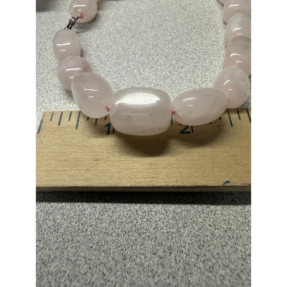 Rose Quartz Chunky Beaded Hand Knotted Necklace 18